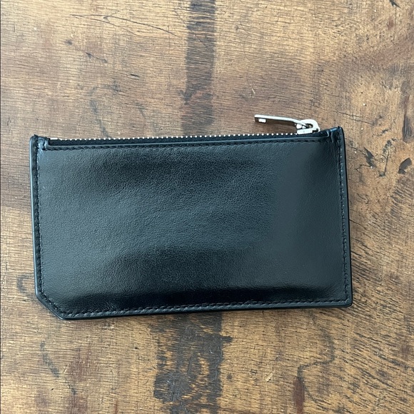 Saint Laurent Black Leather Card Holder with Silver Accents - Picture 3 of 10